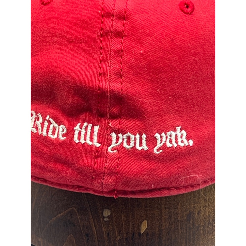 Vintage Yakima Ride Till You Yak Red Otto Flex Baseball Cap Hat Mens L/XL - Picture 5 of 8
